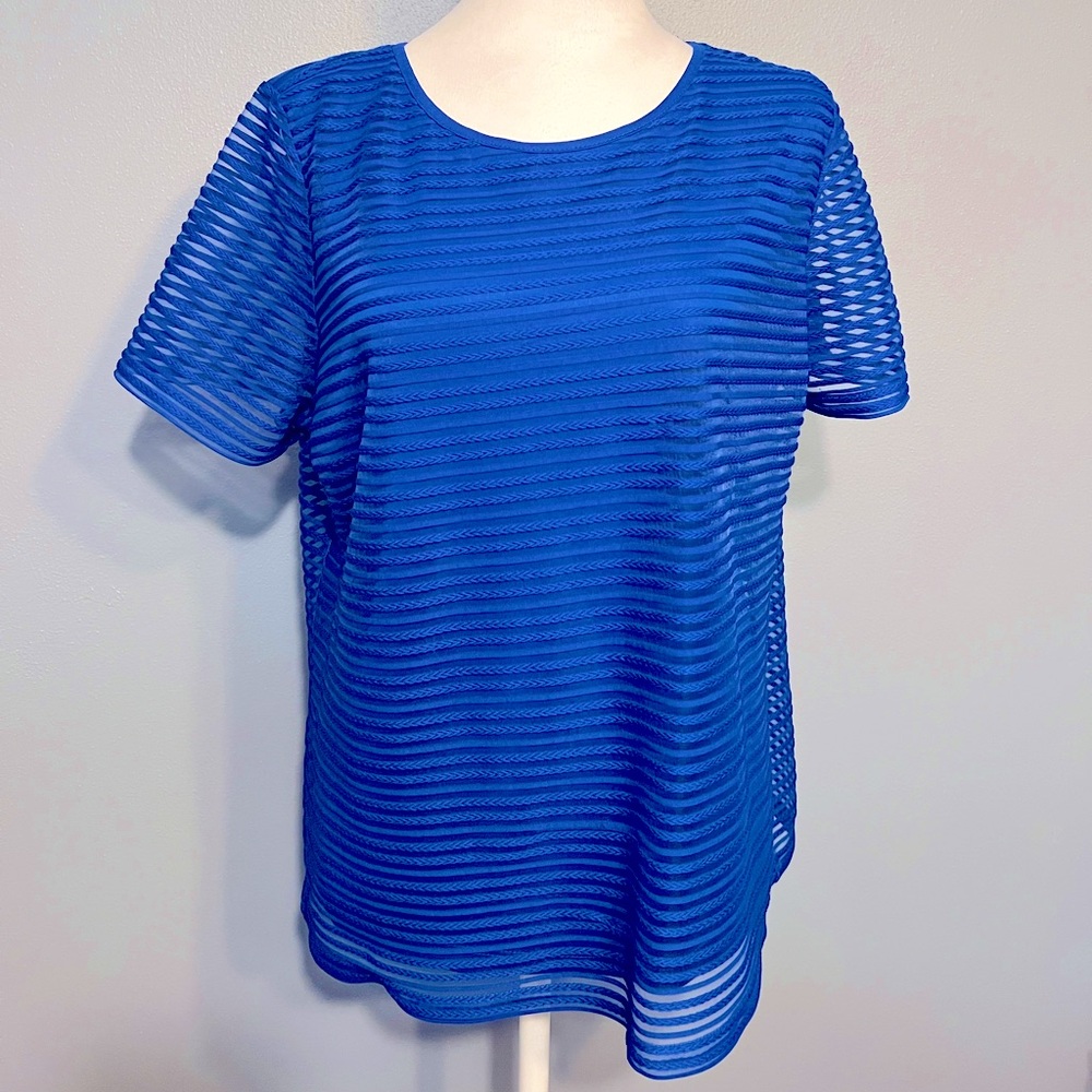 Calvin Klein Women's Stretch Textured Shirt (Regatta, XLarge)